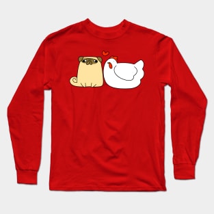 Pug and Chicken Love Long Sleeve T-Shirt